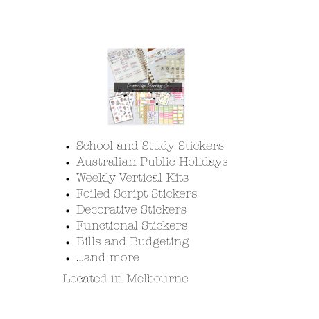 Product listing with school and study stickers on a white background